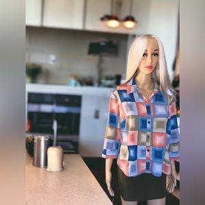 Lemon Grass Button Down Floral Print Short Sleeve Shirt